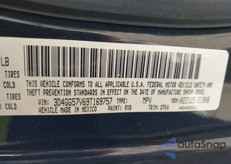 2009 Dodge Journey Sxt from USA, damaged, VIN 3D4GG57V69T169757